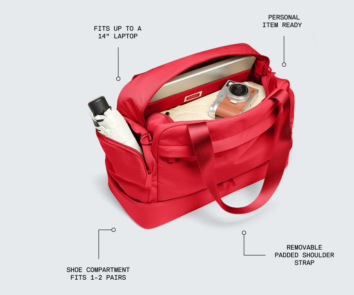 Featherlight Overnight Bag in Cherry Red - Image 3